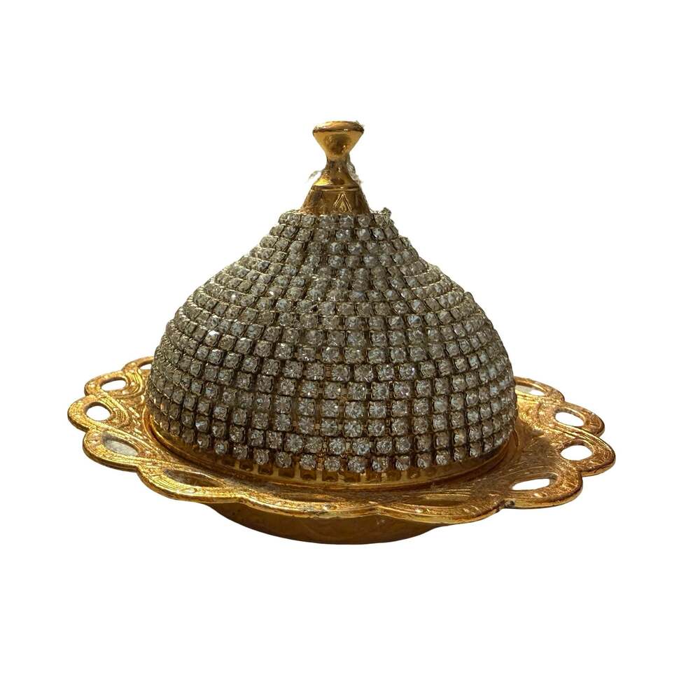 Alisveristime Handmade Brass Candy Bowl Dish with Crystal-Studded Lid